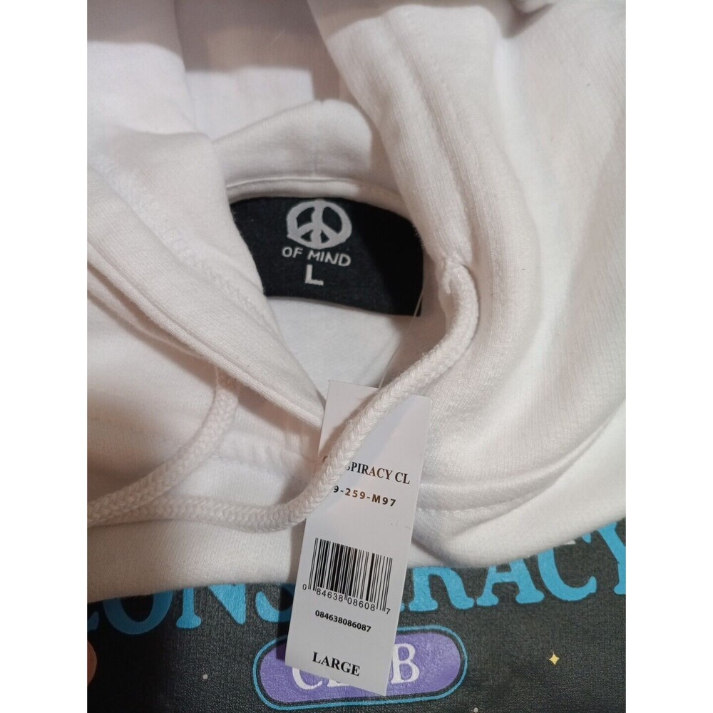 Peace Of Mind Conspiracy Club Hoodie Size Large NWT Bigfoot Aliens Flat Earth - Picture 2 of 4